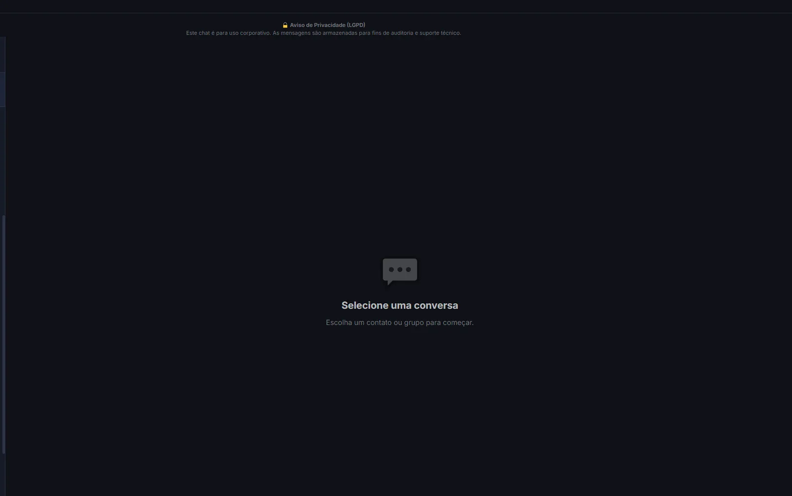 Canal de chat no fluxo de suporte.