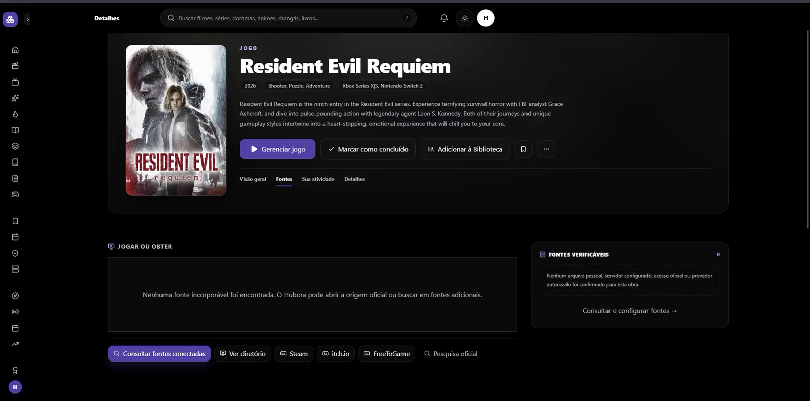 Fontes verificáveis de um jogo.