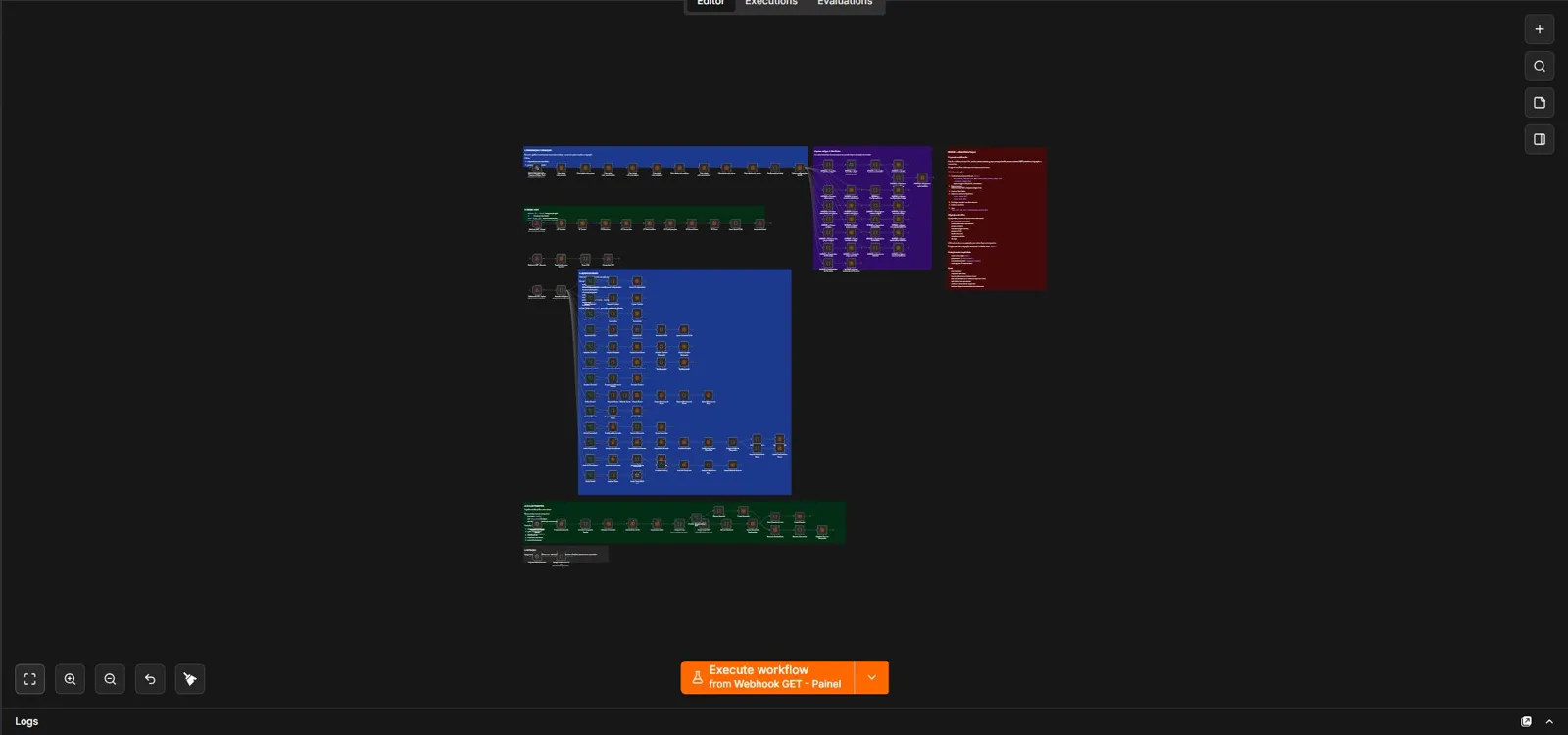 Canvas do workflow n8n sanitizado.