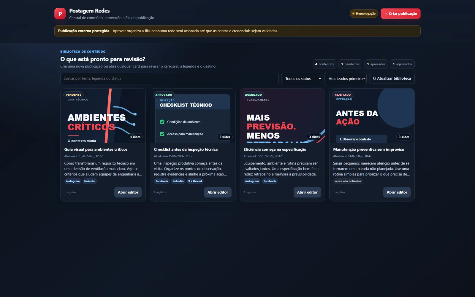 Biblioteca visual do Postagem Redes.