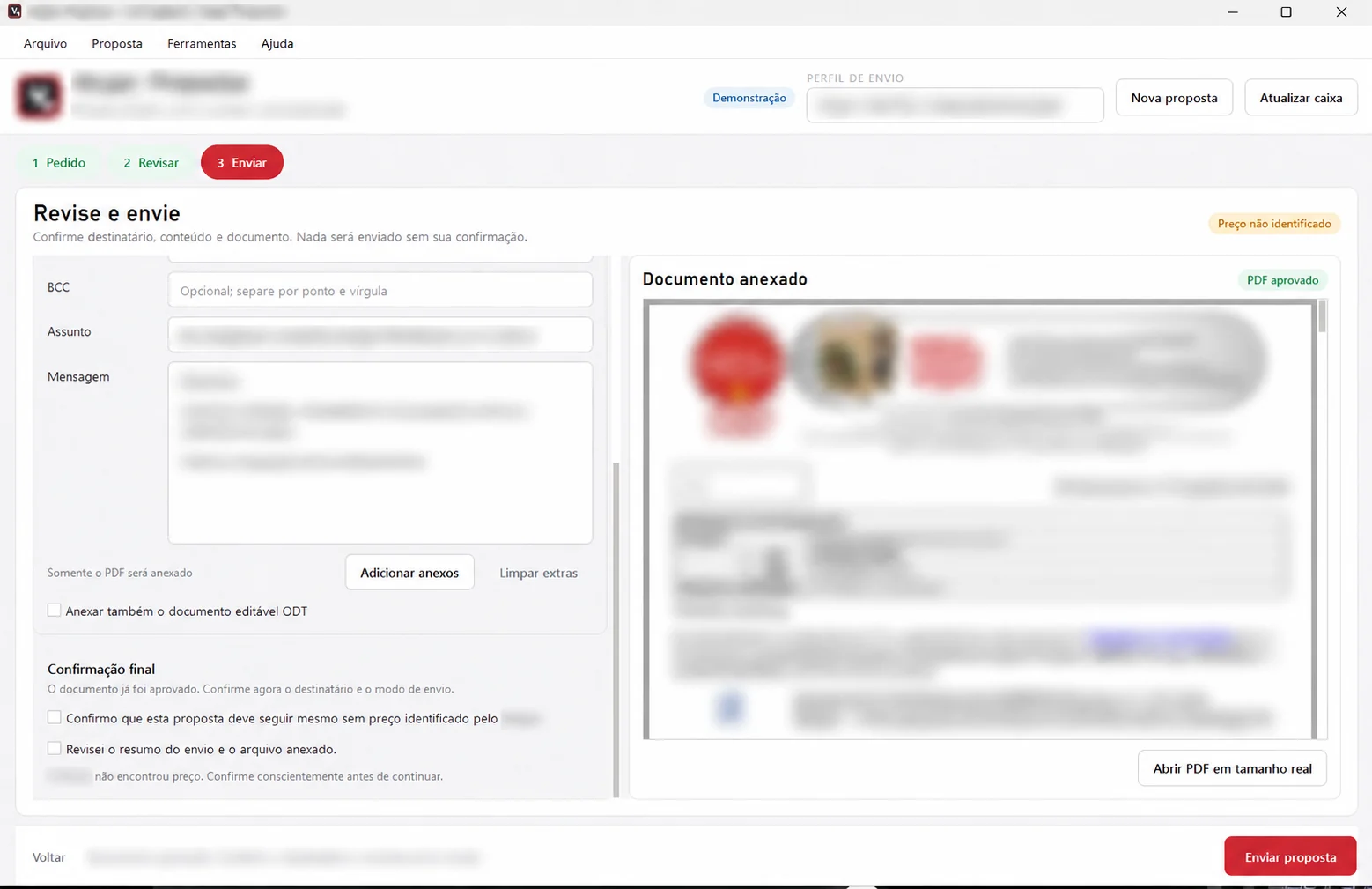 Email and attached proposal ready for a human check.