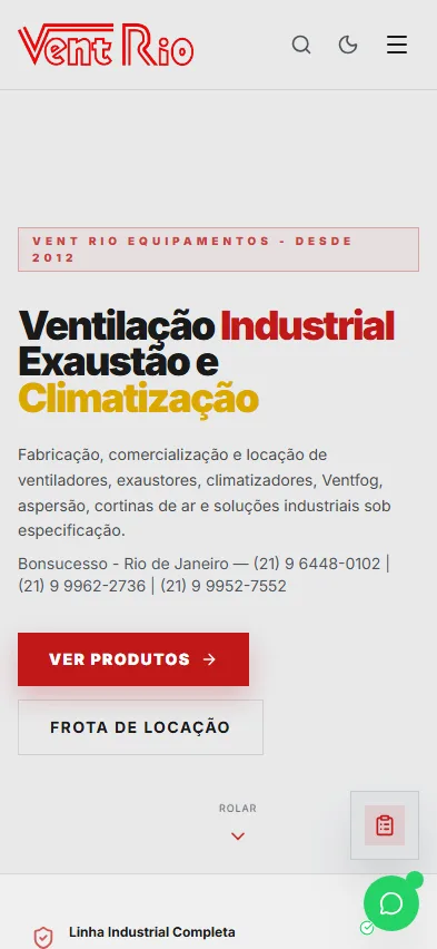 Vent Rio em viewport móvel.