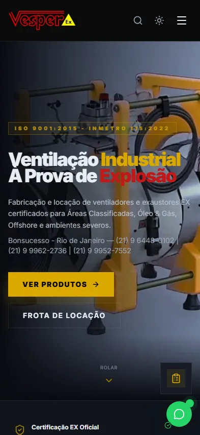 Vesper em viewport móvel.