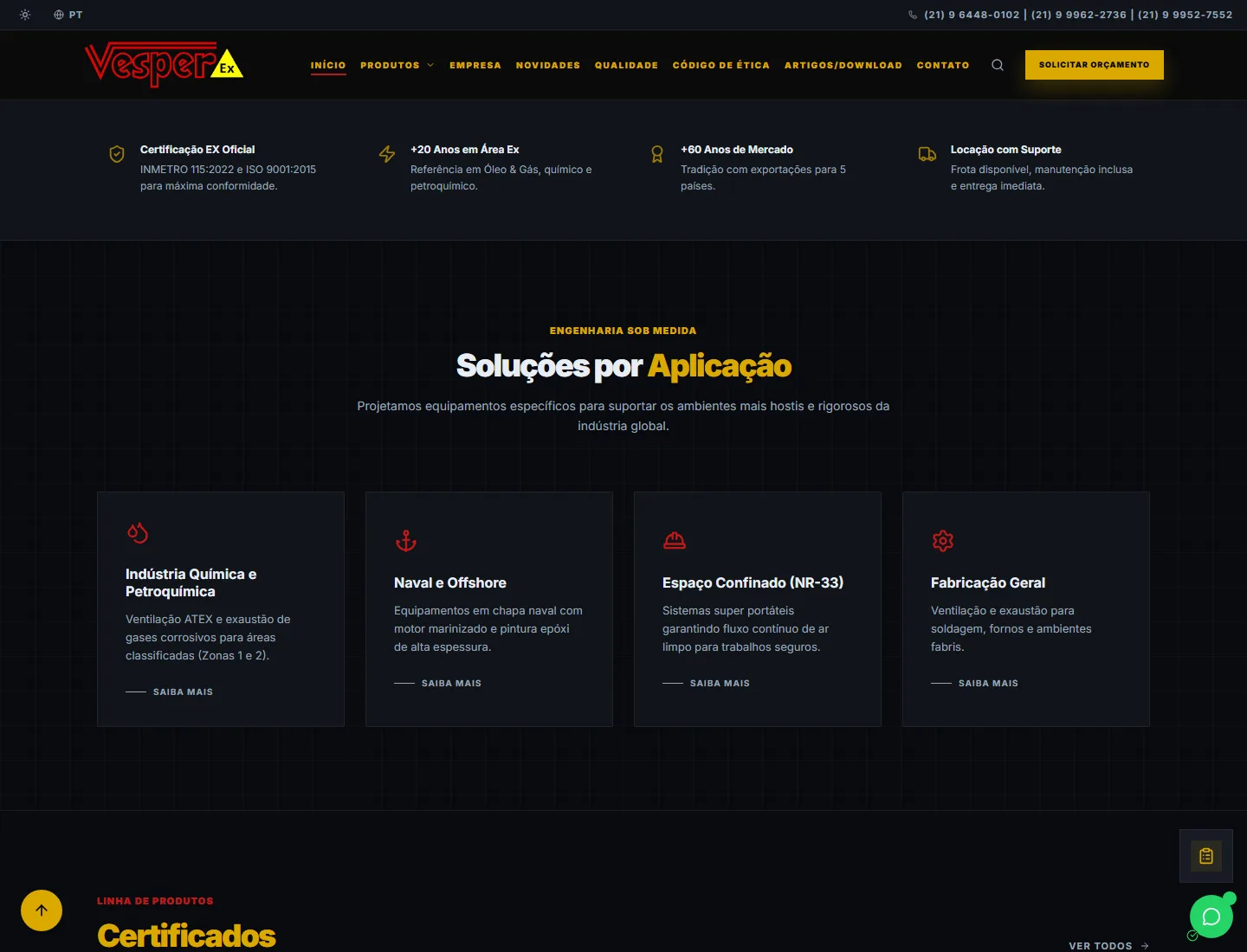 Soluções industriais da Vesper.